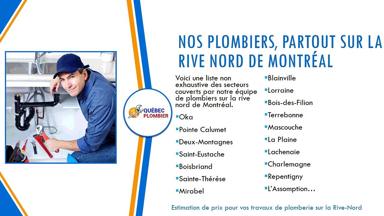 Trouver votre plombier sur la Rive Nord de Montréal : prix & services