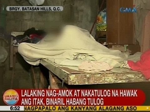 UB: Lalaking nag-amok at nakatulog na hawak ang itak, binaril habang tulog sa QC
