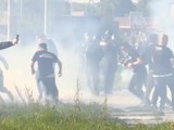 Lyon and Besiktas fans clash outside stadium