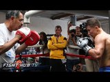 Golovkin vs. Monroe video- Golovkin full mitt workout- Shotgun blast punches