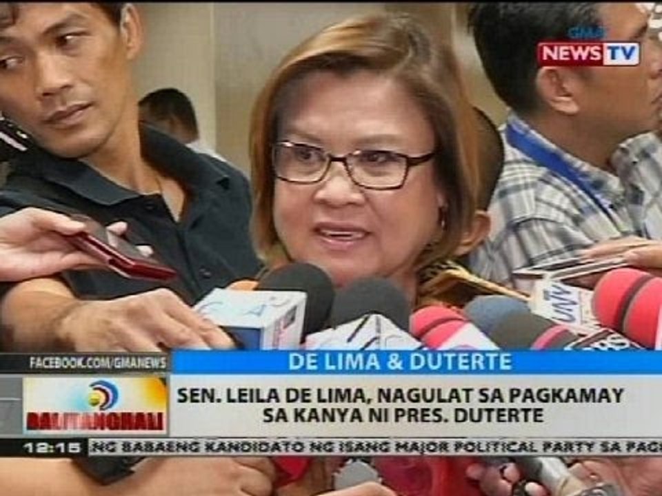 BT: Sen. Leila de Lima, nagulat sa pagkamay sa kanya ni Pres. Duterte