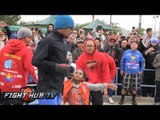 Hardcore fan rushes Manny Pacquiao during morning workout