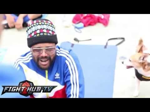 Manny Pacquiao raps about knocking out Mayweather in Tagalog w/ Apl De Ap of Black Eyed Peas