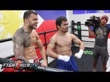 Manny Pacquiao Full Final day of training for Mayweather- Morning/Afternoon workout video