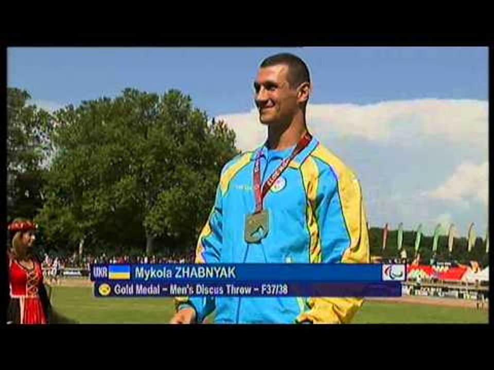 Athletics-men's discus throw F37/38 Medal Ceremony-2013 IPC Athletics World Championships, Lyon