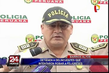 Detienen a delincuentes que intentaron robar a feligreses en iglesia de Barrios Altos