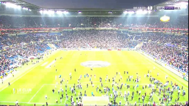 Lyon-Besiktas : La pelouse du Parc OL envahie par des supporters