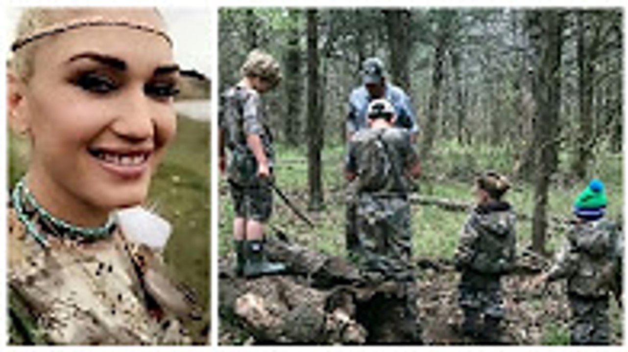 Gwen Stefani | in the woods with Blake Shelton and her kids