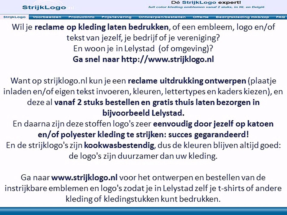 Reclame kleding bedrukken Lelystad