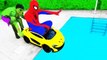 HULK PUSH Spiderman INTO POOL?! w/ Joker, Baby Prank Movie Toys Clown Cars Kids Video in R