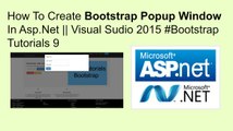 How to create bootstrap popup window in asp.net || visual sudio 2015 #bootstrap tutorials 9