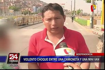 Independencia: violento choque entre camioneta y minivan
