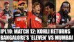 IPL 10: Virat Kohli back after injury, RCB Playing XI vs Mumbai | Oneindia News