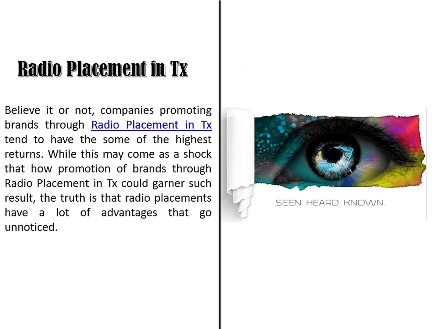⁣Radio Placement in TX