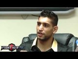 Amir Khan says Mayweather's an easier fight than Pacquiao. Discusses Virgil Hunter and Freddy Roach