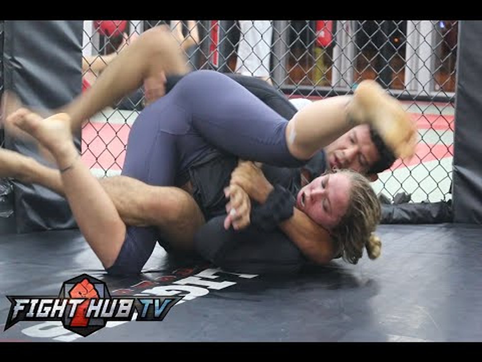 Gilbert Melendez prepares for Anthony Pettis w/ Ronda Rousey & Coach Edmond