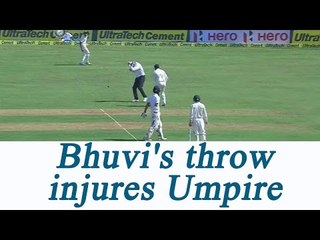 India vs England : Bhuvneshwar Kumar's throw hits Umpire Paul Reiffel on head | Oneindia News