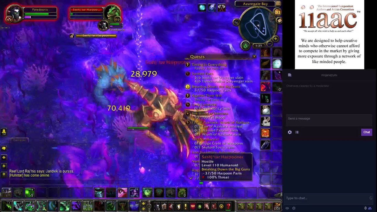 The most Unprofessional Stream World of Warcraft Demon Hunter 2017-067 Very Cool Quests with my Co Host - Kitten