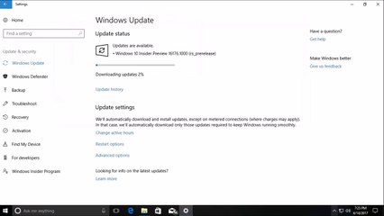Windows 10 Insider Preview Upgrade to build 16176