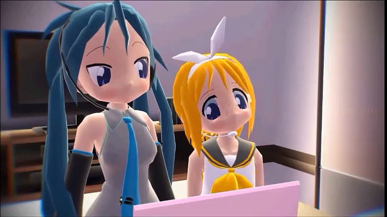 Miku and Rin watching Pai de Família