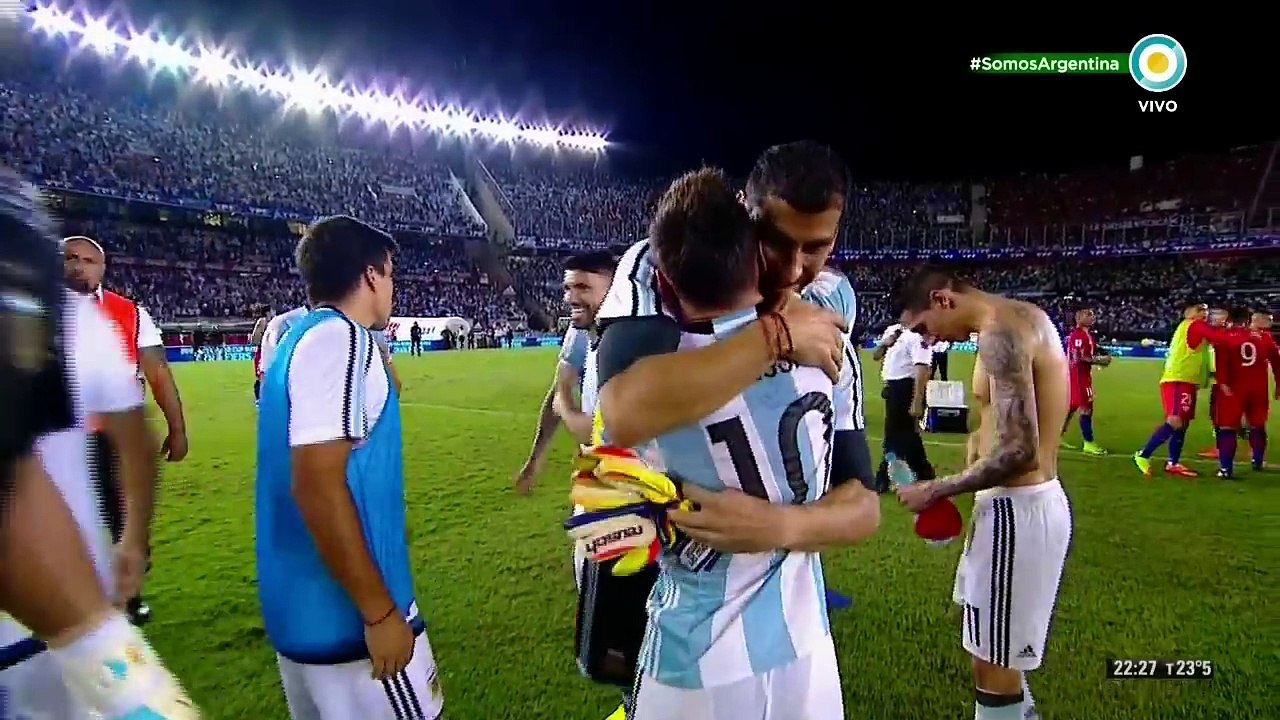 Final del partido Argentina 1 Chile 0 Messi enojado con un arbitro
