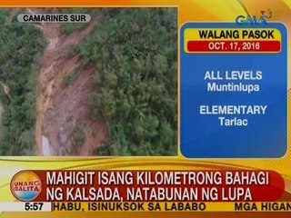UB: Mahigit isang kilometrong bahagi ng kalsada sa CamSur, natabunan ng lupa