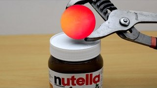 EXPERIMENT Glowing 1000 degree METAL BALL vs NUTELLA