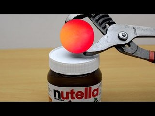 EXPERIMENT Glowing 1000 degree METAL BALL vs NUTELLA