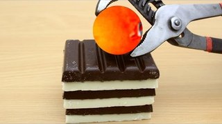 EXPERIMENT Glowing 1000 degree METAL BALL vs CHOCOLATE