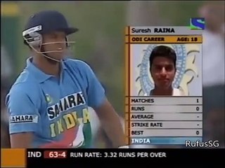 Suresh Raina's first international innings, vs Sri Lanka 2005