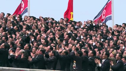 North Korea's Kim oversees parade of military strength