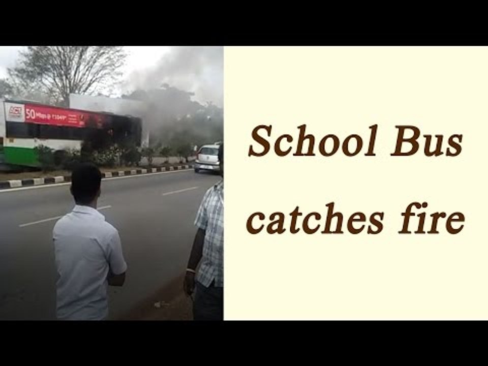 Bengaluru school bus catches fire, 50 students escape unhurt, Watch Video | Oneindia News