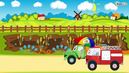 The Red Truck at the Construction Site - Cartoons for Children - Cars & Trucks for Kids