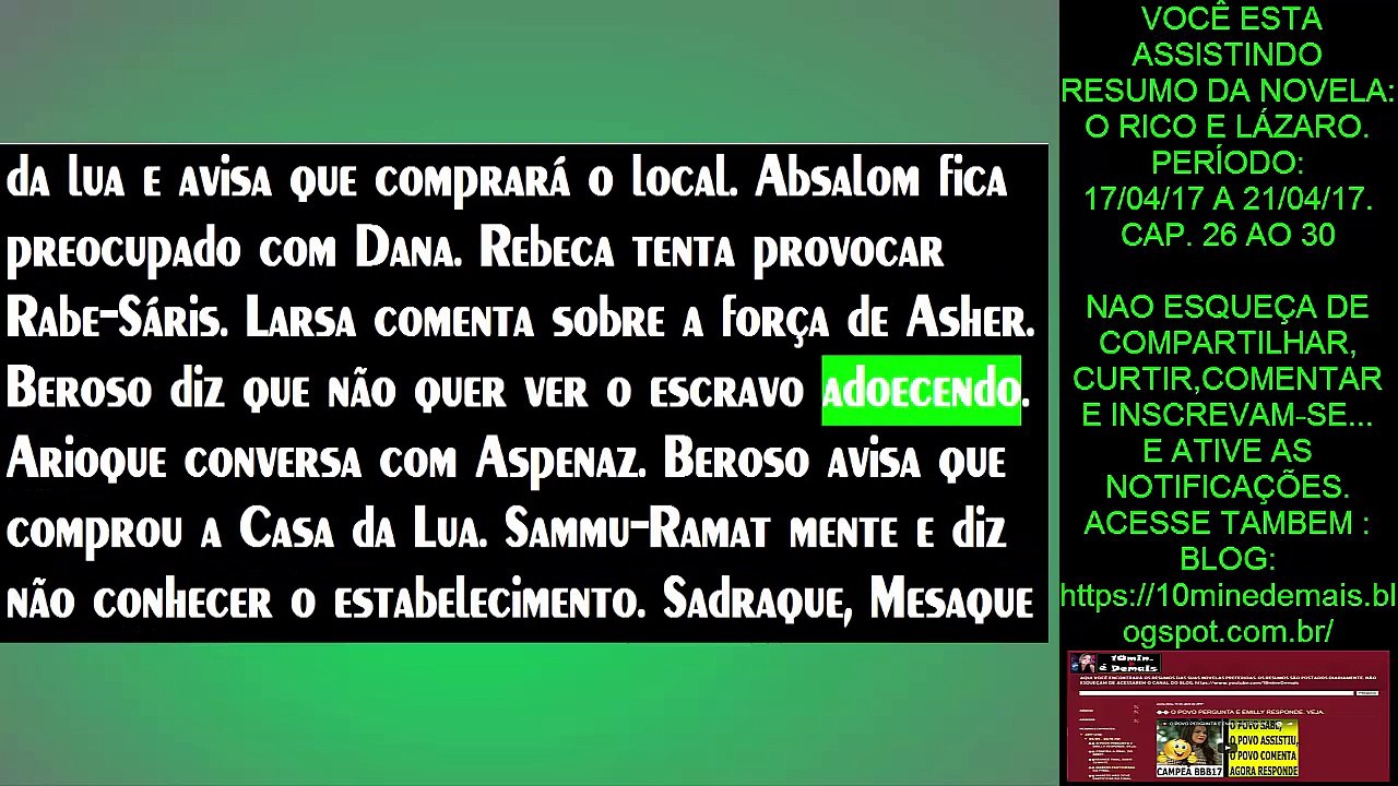 O RICO E LAZARO. 17.04 A 21.04.17