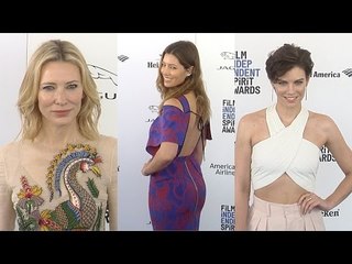 Télécharger la video: 2016 Film Independent Spirit Awards Jessica Biel, Lauren Cohan, Cate Blanchett ARRIVALS