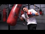 Manny Pacquiao vs. Brandon Rios-Rios heavy bag workout and shadow boxing