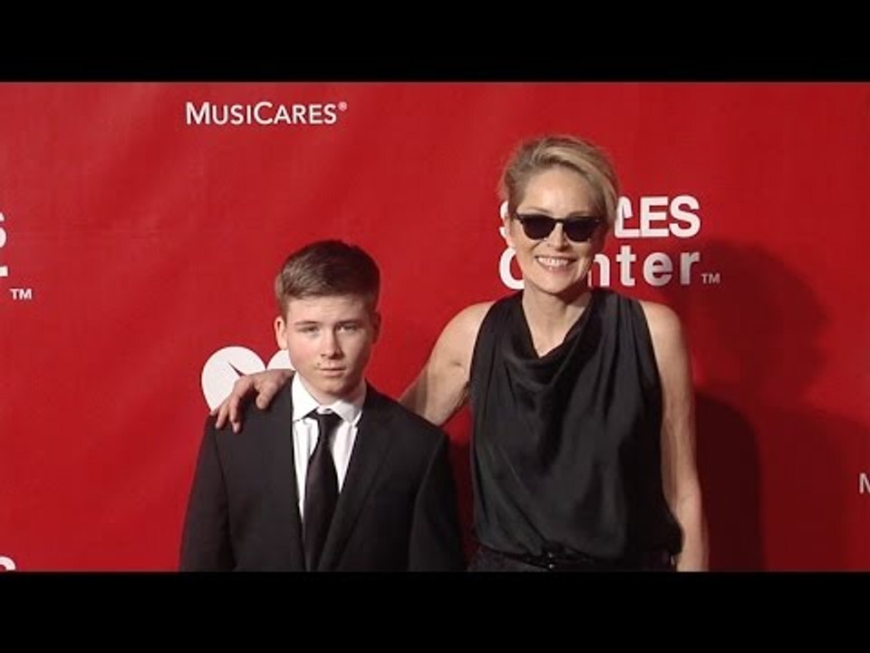 Sharon Stone and son Roan #MusiCaresPOTY Gala Red Carpet in Los Angeles