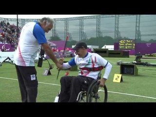 Archery - Azzolini (ITA) v Ferrandi (ITA) and Kinnunen (FIN) v Bartos (CZE) - Men's Ind. Comp. W1