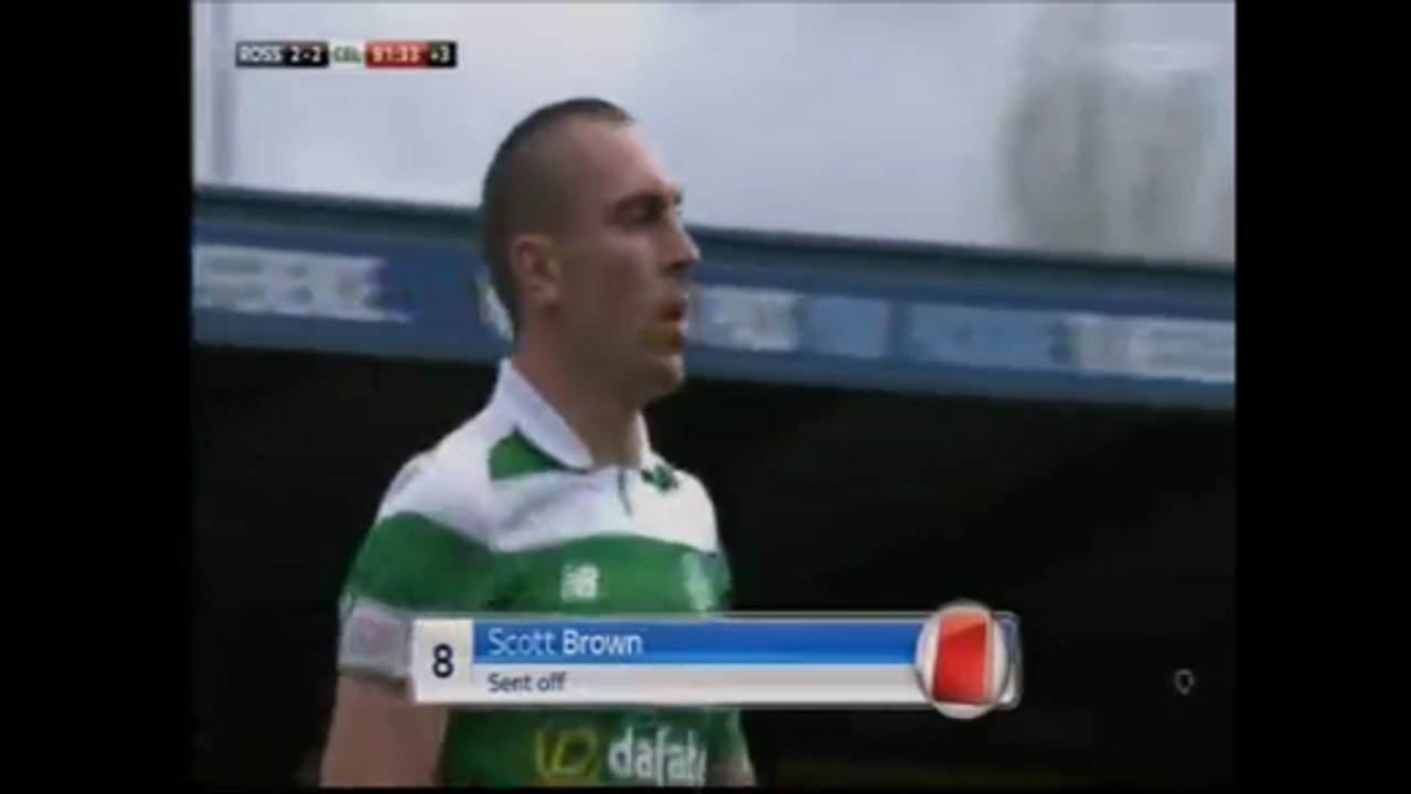 Scott Brown Red Card For Dangerous Tackle vs Ross County!
