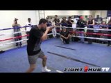 Josesito Lopez vs. Marcos Maidana- Lopez shadow boxing