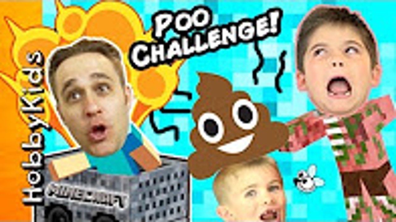 Minecraft Poop Factory Challenge Build! EAT Dirty Baby DIAPER + Candy Poo Monster HobbyKids FunTV