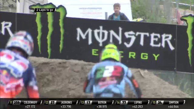 MXGP of Trentino race 2 Antonio Cairoli passes Jeffrey Herlings and Evgeny Bobryshev