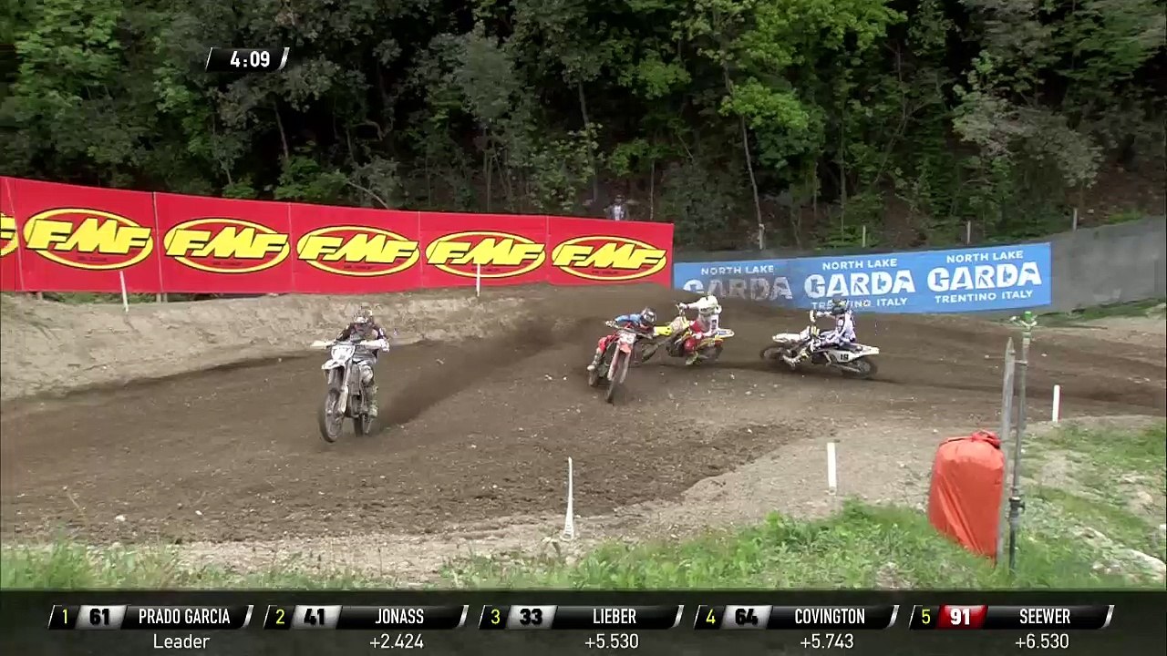 MXGP of Trentino MX2 race 2 Thomas Covington and Thomas Kjer Olsen pass Julien Lieber