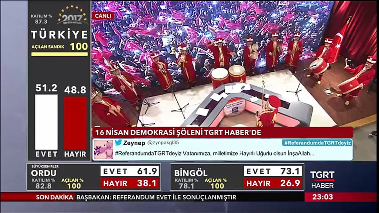 TGRT Haber'de 16 Nisan demokrasi şöleni mehter takımıyla kutlandı!
