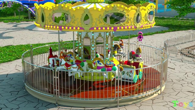 Apprends chiffres, formes et couleurs au parc -JOUETS (montagnes russes, autos-tamponneuses etc.)