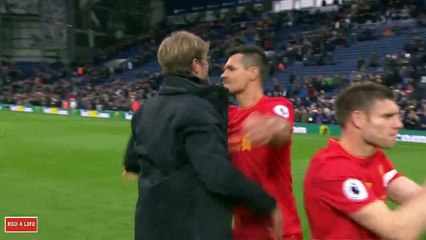 Klopp & Lovren Celebrate #LFC Beating WBA With A Manly Hug