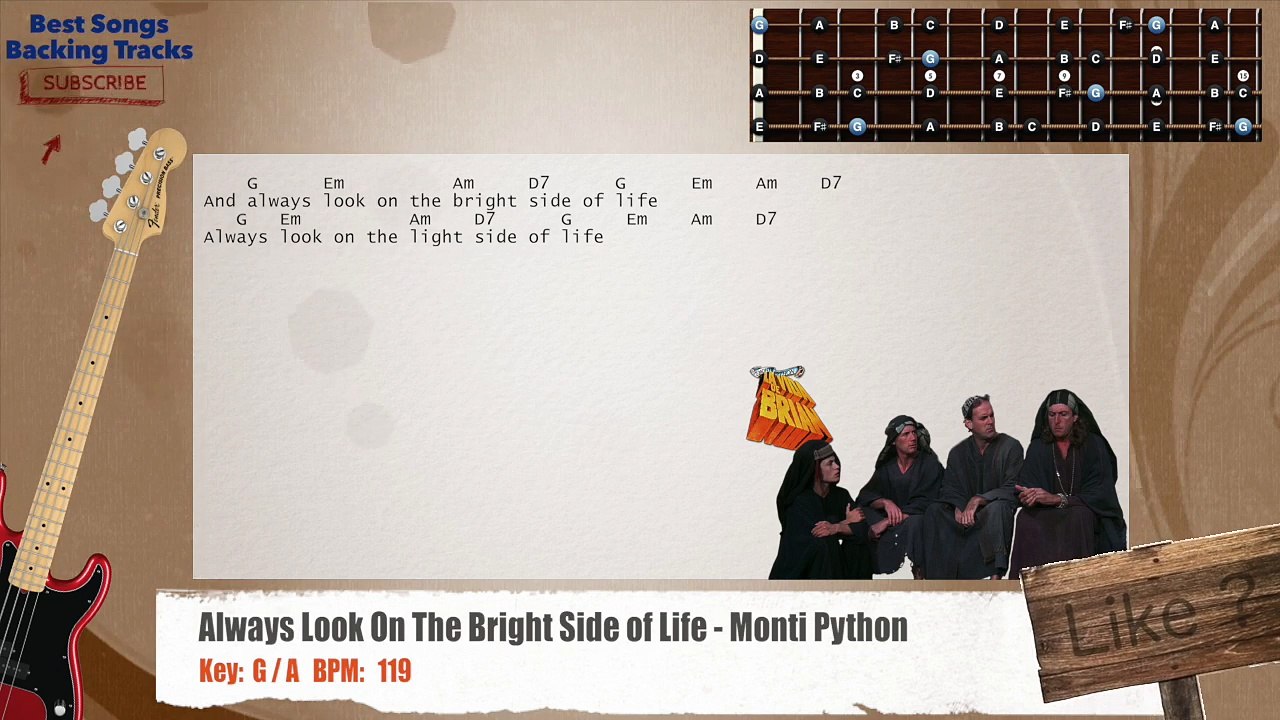 Always Look On The Bright Side - Monty Python Bass Backing Track