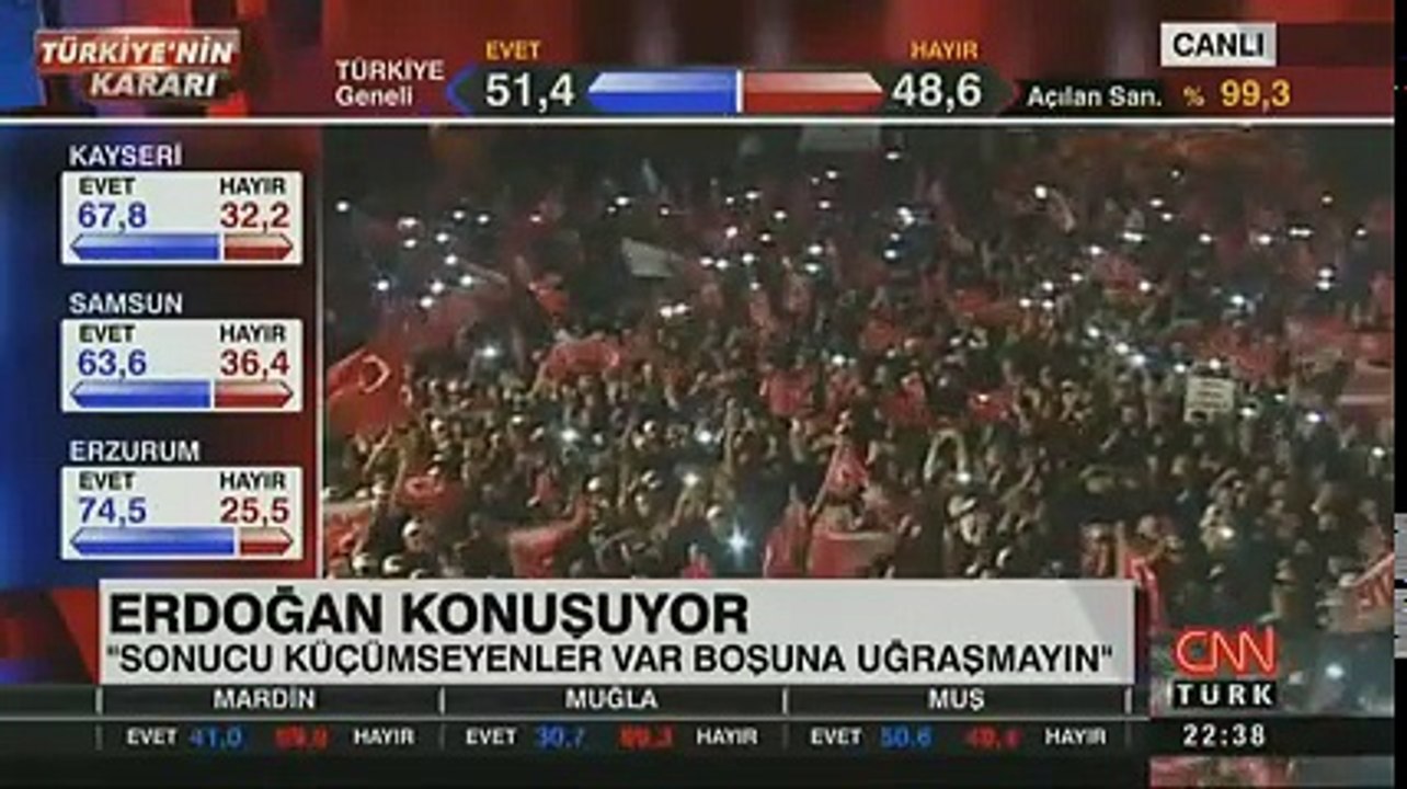 Cumhurbaşkanı Recep Tayyip Erdoğan'dan Huber Köşkü'nde referandum balkon konuşması