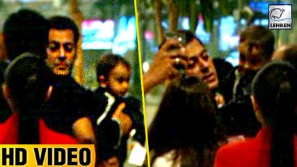Salman Khan Plays With CUTE Nephew Ahil While Leaving For Da Bang - The Tour