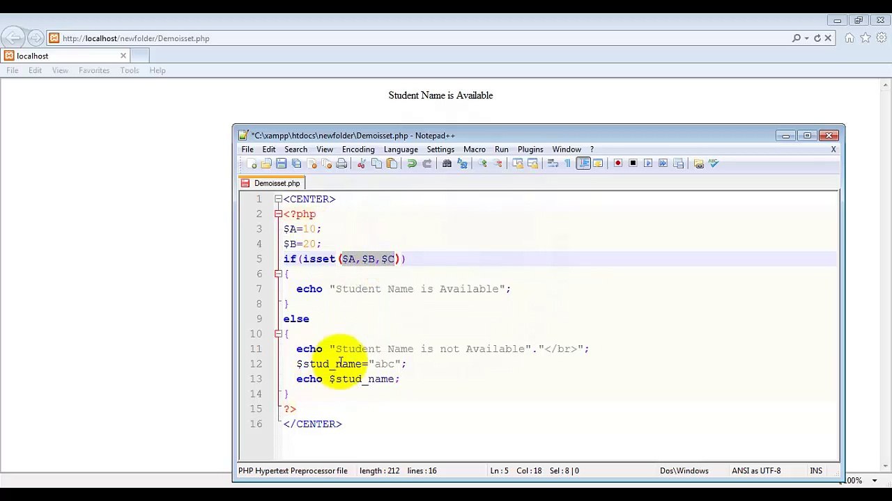 PHP Tutorial in Hindi-Urdu 46-Introduction Isset Method with Example-2-2_x264